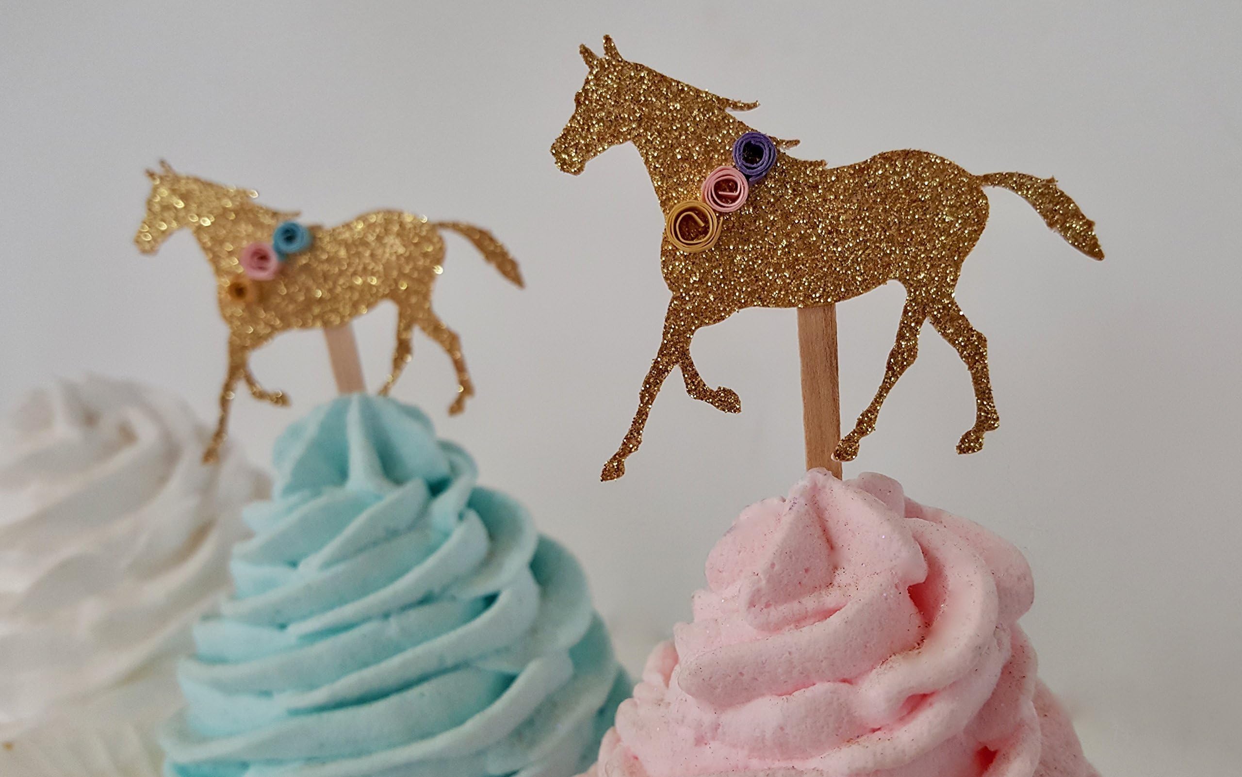 Shabby chic horse cupcake toppers
