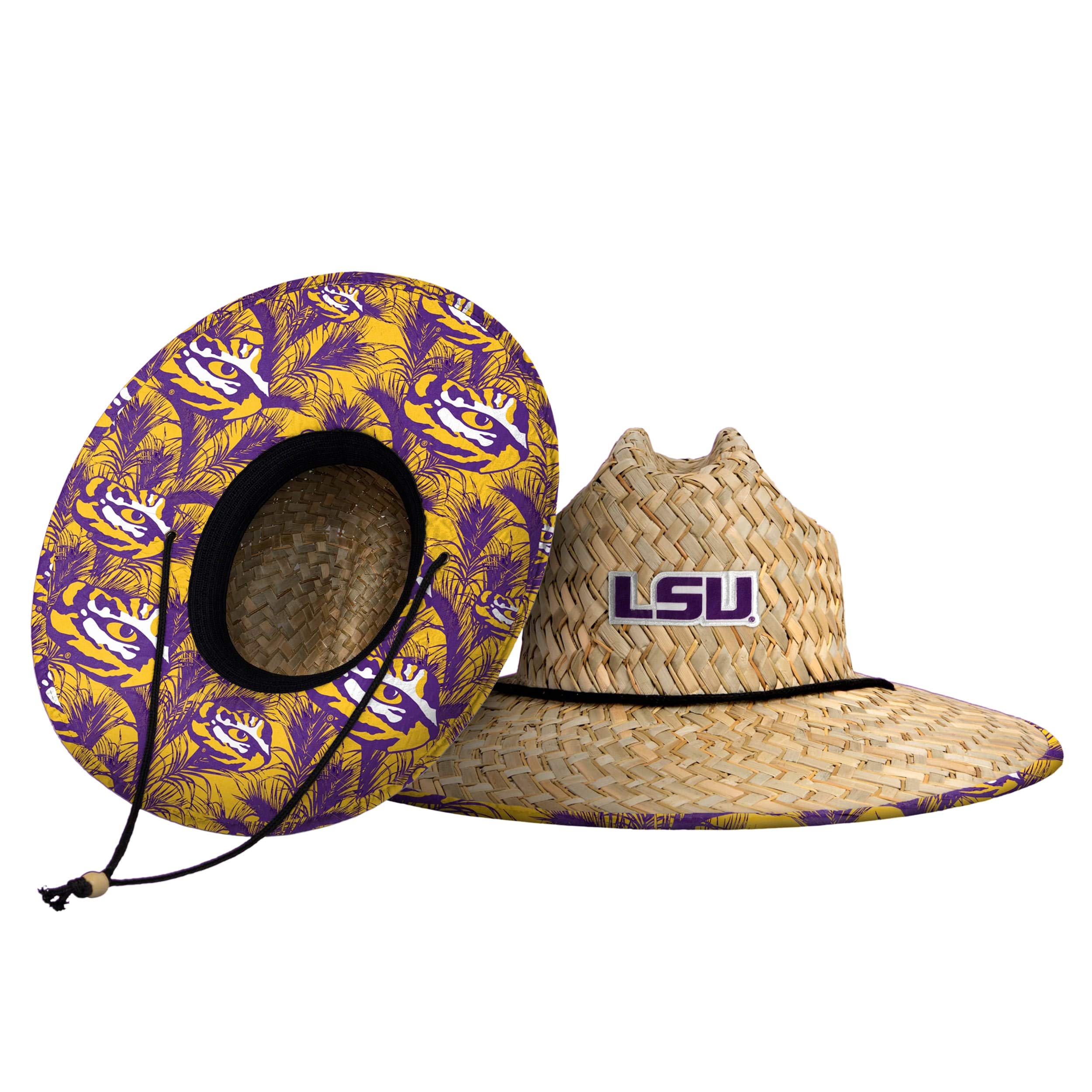 FOCO Mens Ncaa College Team Logo Floral Lifeguard Beach Sun Straw Hat, Team Logo Image