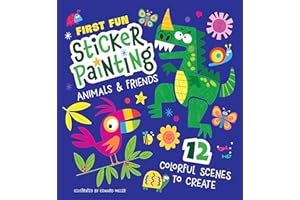 First Fun Sticker Painting: Animals & Friends: 12 Colorful Scenes to Create (Happy Fox Books) Paint-by-Sticker Art Designs for Toddlers and Kids Ages 4-6 - Dinosaur, Elephant, Tiger, Birds, and More