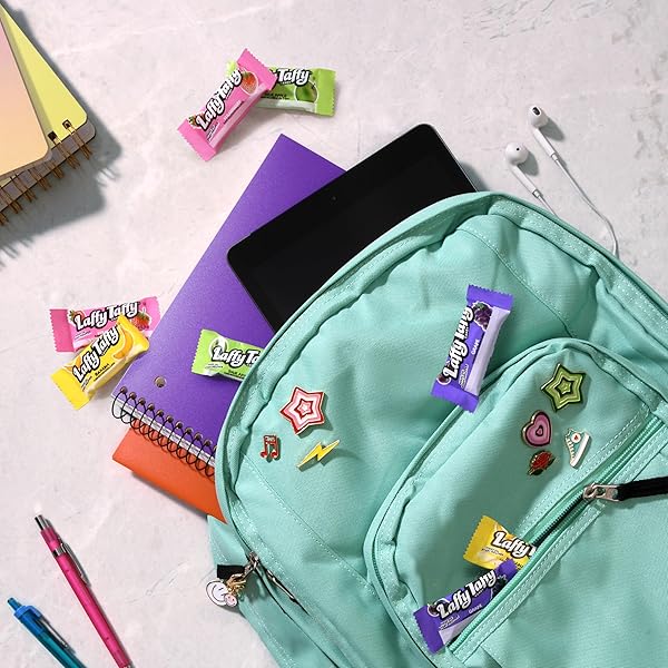 LAFFY TAFFY ASSORTED, MINI BARS, STAND UP BAG, CHEWY CANDY IN A VARIETY OF FRUITY FLAVORS, 10 OZ