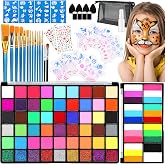 Face Painting Kit for Kids,54&18 Professional Face Paint Makeup Kit | Water Activated Face Paint Palette, Body Paint for Adults,Non Toxic Makeup for Halloween,Christmas,Cosplay,Parties, Birthdays