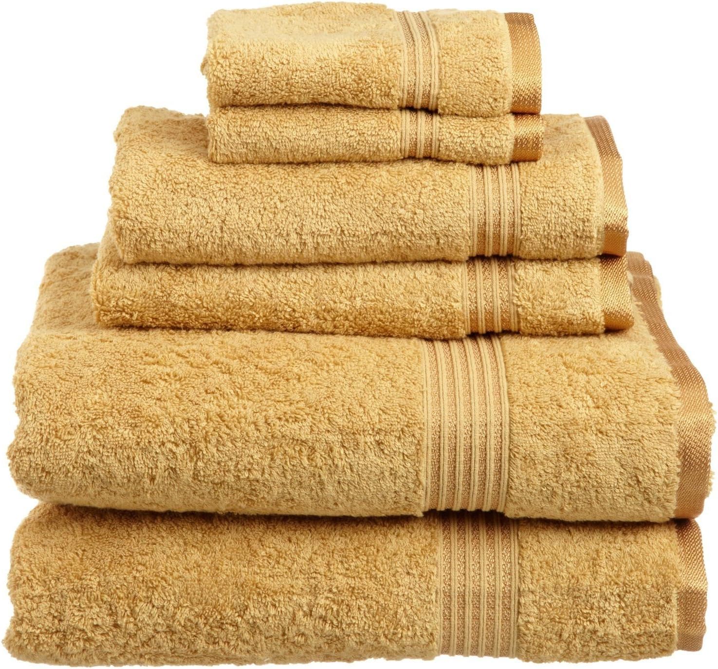 SUPERIOR Luxury Cotton Bath Towel Set - 6-Piece Towel Set, 600 GSM, Long-Staple Combed Cotton Towels, Gold: Home & Kitchen