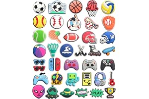 Mowzury 40PCS Sports Shoe Charms for Boys,Baseball Soccer Basketball Football Shoe Decoration Pins for Clog Accessories for Kids Girls Teens Adults Party Favor Gifts