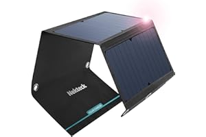 Nekteck 21W Solar Charger(5V/3A Max) with 2 USB Port, IPX4 Waterproof Portable and Foldable Hiking Camping Gear SunPower USB Solar Panel Compatible with iPhone, iPad, Samsung Galaxy, and More
