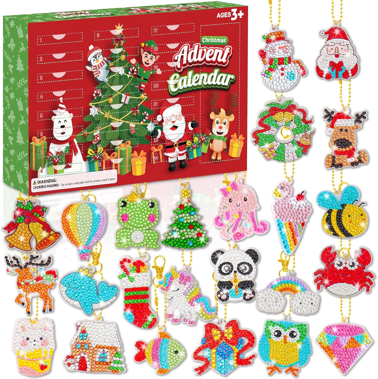 Advent Calendars - Diamond Painting Advent Calendar 2023: DIY Arts and Crafts Advent Calendar for Kids, Diamond Art Ornaments Christmas Gem Keychains, Christmas 24 Days Count Down Calendar Gift Ideas for Girls