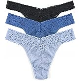 hanky panky - Daily Lace Original Rise Thongs for Women 3 Pack | One Size (4-14) | Lacy thong underwear, lingerie panties