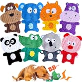 8 Pack No-Stuffing-Dog-Squeaky-Toys,Crinkle-Puppy-Toy Pet-Entertaining-Toy | Flat Stuffless Animal Plush Set No filling Cute Animal Durable Plush Interactive Teething Chew Toys for Small Medium Breeds