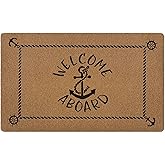 XLDLIOO Boat Nautical Door Mat, Nautical Rugs, Welcome Aboard Doormats, Boat Anchor Welcome Front Door Mat Indoor Outdoor, Rustic Artificial Coir Doormat Rugs for Porch Entry Patio Decor 30x17in