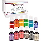 U.S. Cake Supply 12 Color Cake Food Coloring Liqua-Gel Decorating Set - .75 fl. Oz. (20ml) Bottles Primary Colors