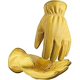 Leather Work Gloves for Men & Women, Reinforced Durable Gardening Gloves,Cowhide Work Gloves,Puncture & Cut Resistant