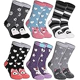 SDBING Kids Merino Wool Hiking Socks - Toddler Boys & Girls Warm Thick Thermal Winter Crew Socks - 6 Pairs