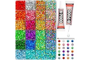 WORTHOFBEST 10000Pcs Multicolored 5mm Rhinestones for Bedazzling Crafting with b7000 Glue, Flatback Rainbow Colored SS20 Rinestones Crystals Gems Diamonds, Flat Back Multi Colorful Gemstones Jewels Stones