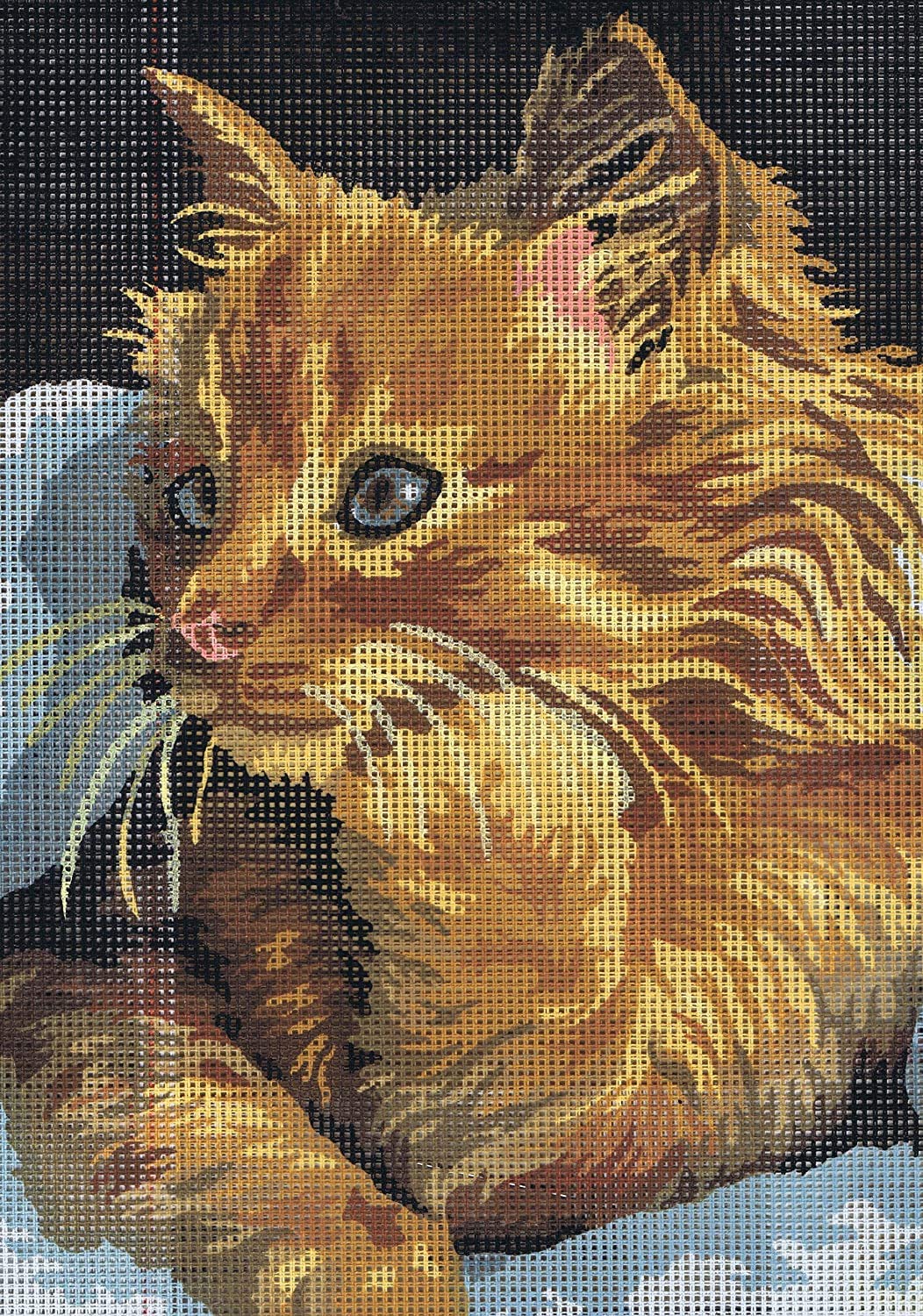 Collection D'Art Tapestry Kit Happy Cat, 100 Percent Cotton, Multi-Colour, 38 x 25 x 0.5 cm