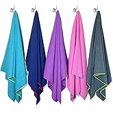 Flow Microfiber Quick Dry Swim Towel - Pool Towels for Competitive Swimming and Other Water Sports with Medium and Large Options Available (Blue, Large (60” x 30”))