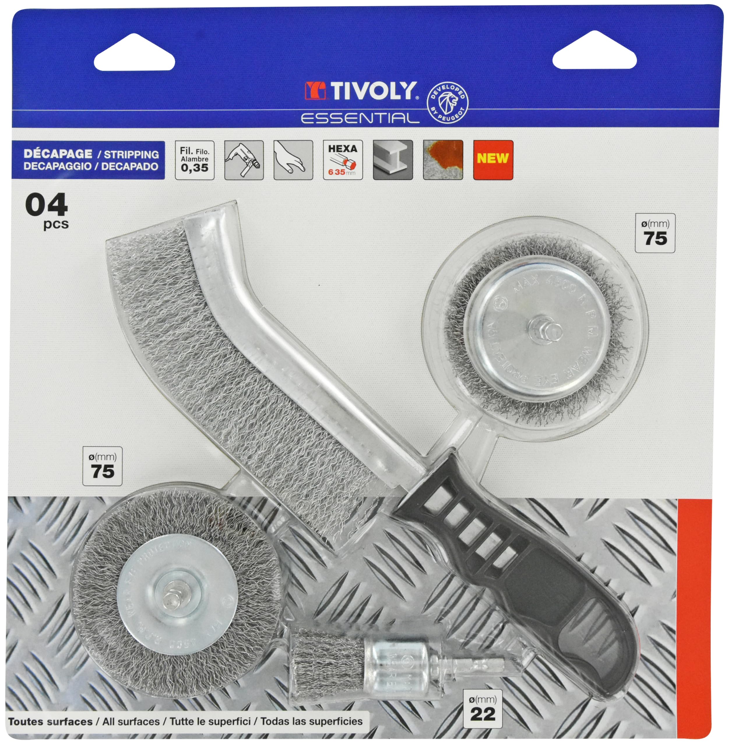 TIVOLY XT20252580203 Set of 4 Special Metal Brushes