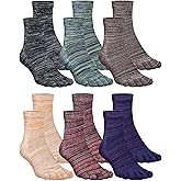 Fourluoo Women Toe Socks Cotton Crew Breathable Socks with Toes for Women Men Athletic Running