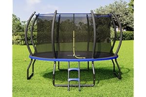 YUMPIE 8FT 10FT 12FT 14FT 15FT 16FT Outdoor Trampoline with Enclosure Net and Ladder, Recreational Trampolines for Kids and Adults, Quick Connect Frame, ASTM Approval