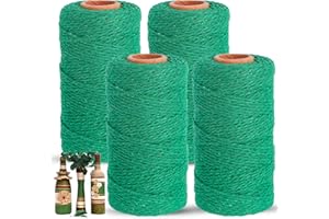 Worldity 4 Pack Green Garden Twine, 400m/1312Ft Natural Jute Twine String, Green Garden Strings for Plants, Tomatoes, Climbin