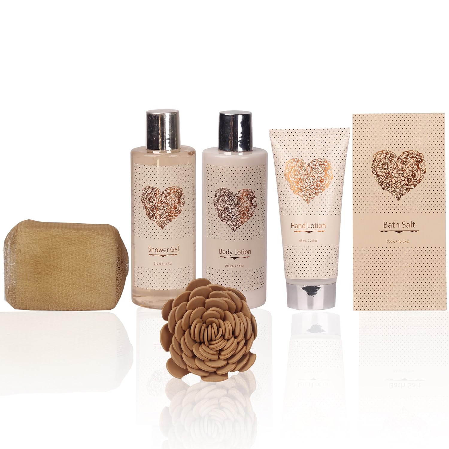 Spa Gift Basket – Bath and Body Set with Vanilla Fragrance by Lovestee - Bath Gift Basket Includes Shower Gel, Body Lotion, Hand Lotion, Bath Salt, Eva Sponge and a Bath Puff : Beauty