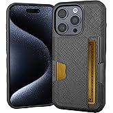 Smartish® iPhone 15 Pro Wallet Case - Wallet Slayer Vol. 2 [Slim + Protective] Credit Card Holder w/Kickstand - Drop Tested Hidden Card Slot Compatible w/Apple iPhone 15 Pro - Black Tie Affair