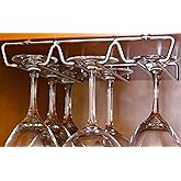 Deco Brothers Under Cabinet Wine Glass Rack, 3 Rail Stemware Holder, Chrome
