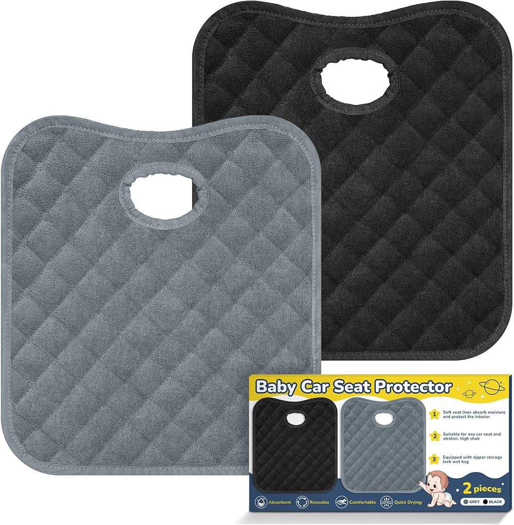 mwellewm 2Pcs Waterproof Baby Car Seat Protectors Grey Black Potty Training