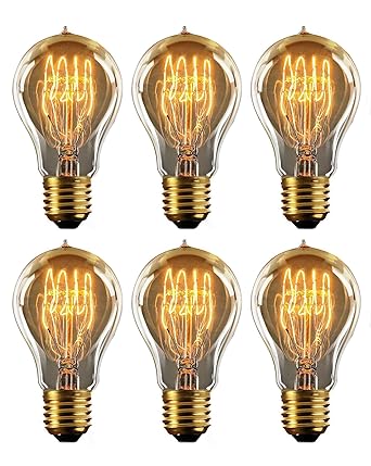 vLoft Edison Glühbirne e27, 60w vintage Dimmbar retro fassung, Warmweiß (6 Stück)