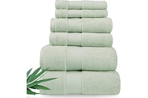 Alusa Home Ultra Soft & Plush Viscose from Bamboo Bath Towels - 700 GSM Luxury Bath Towels - 6 Piece Set - Super Absorbent & Quick Drying (Eucalyptus Green)