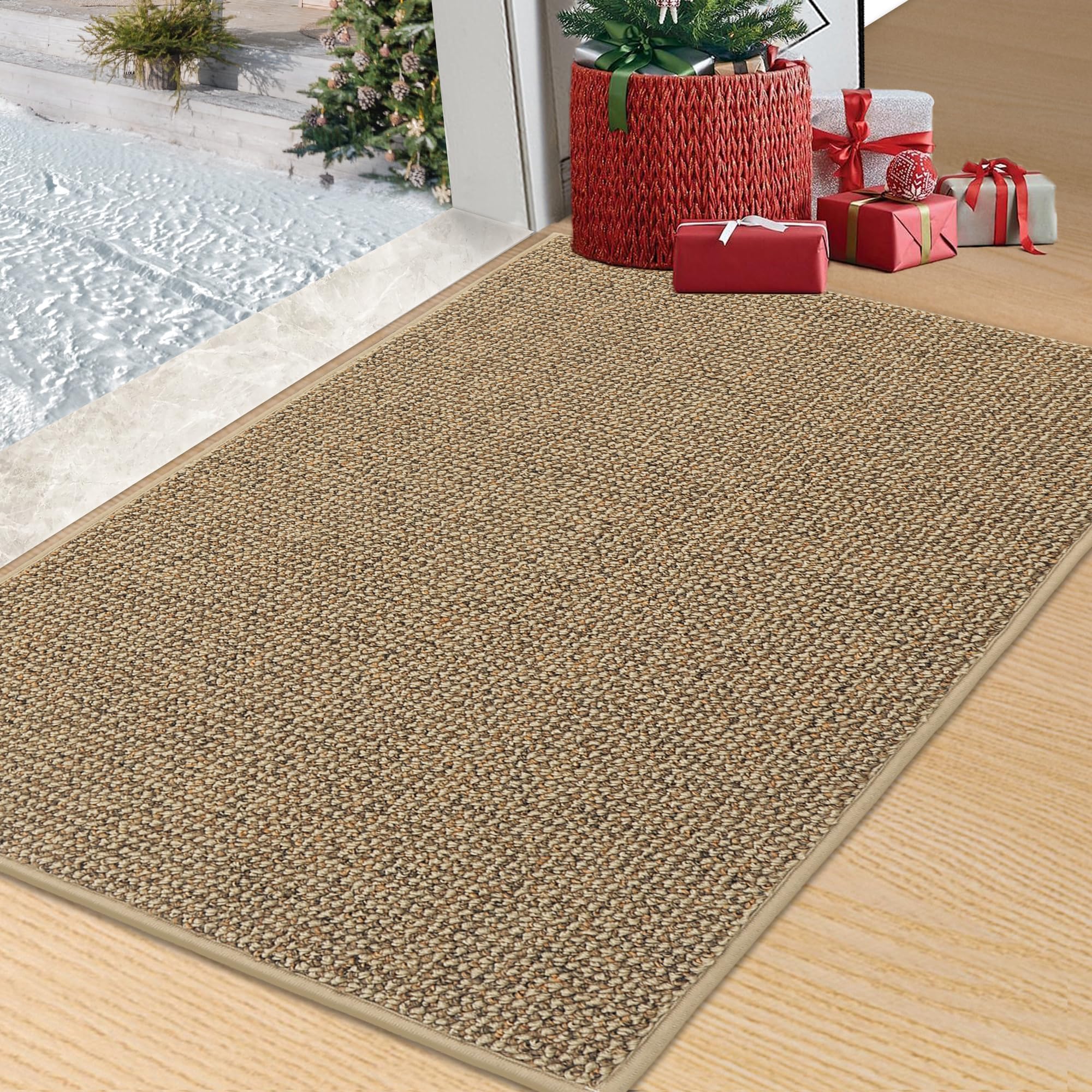 Photo 1 of BEQHAUSE Dirt Trapper Door Mat 32" x 48", Non-Slip Washable Doormats Entrance Mat, Dirt Resistant and Absorbent Welcome Mat, Low Profile Floor Mats for Front Back Door and Entryway, Taupe