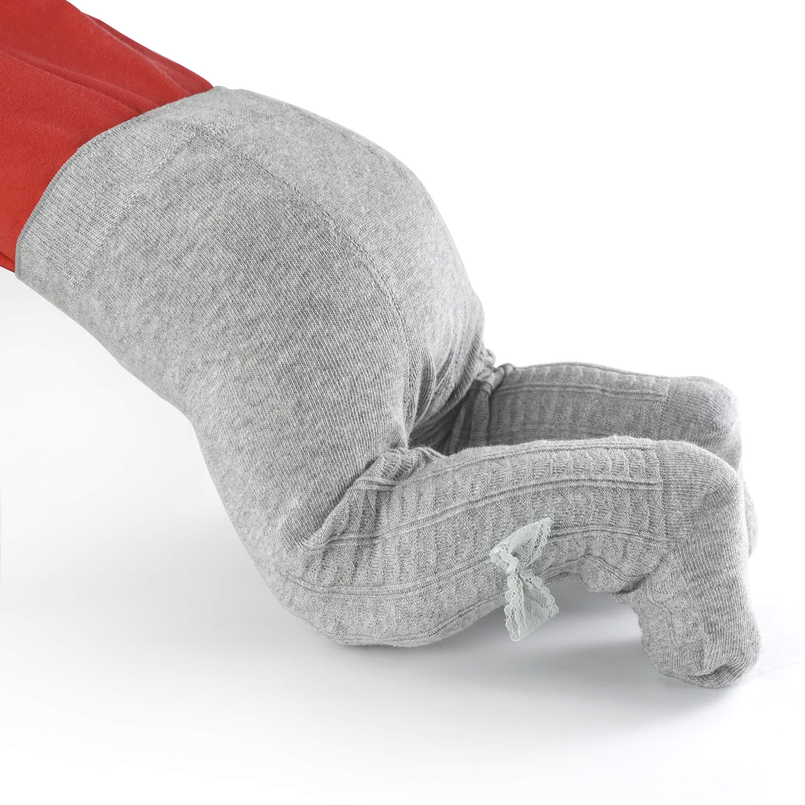 slaixiu Cotton Baby Girl Tights Cable Knit Seamless Toddler Leggings Pantyhose Pants Stockings 3-Pack(White&Pink&Gray_BowTie_0-6 M)