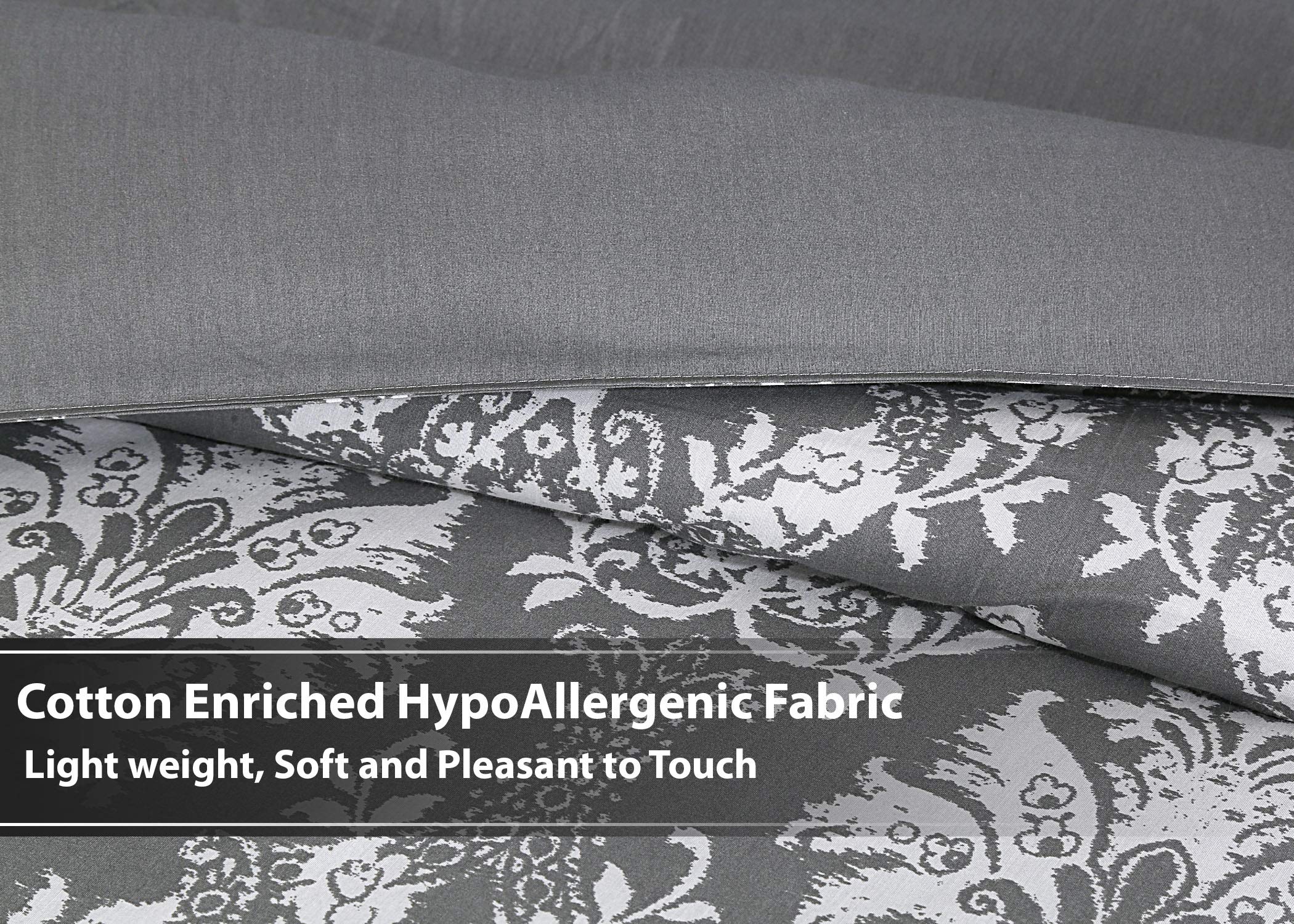 Ruvanti All Season Queen Comforter Set with 2 Pillow Shams - Luxurious Goose Down Alternative Comforter - Soft and Comfortable Hypo Allergenic Reversible Duvet Insert - Dark Grey - Machine Washable