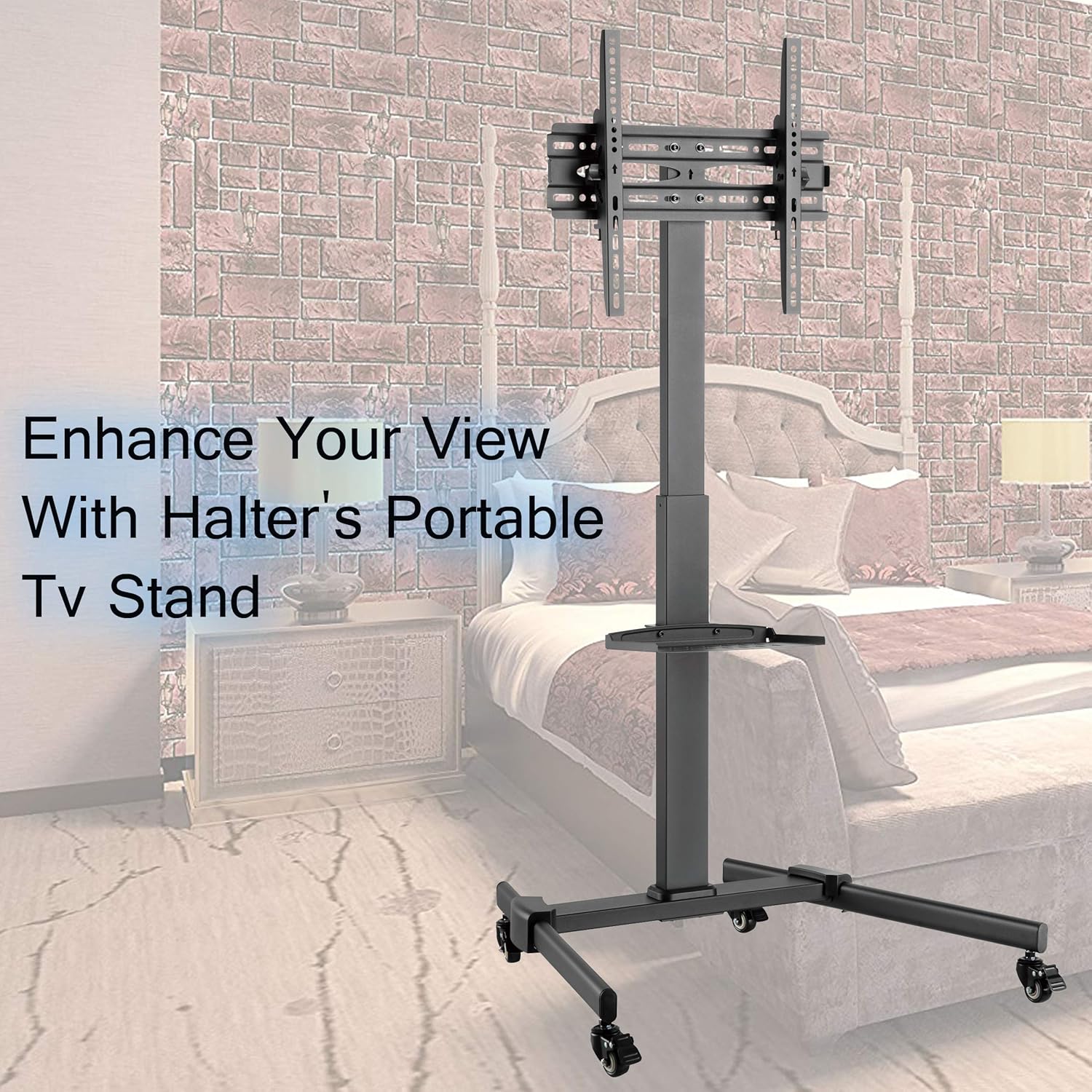 Rolling Tv Stand, Mobile Tv Stand with Quick-Release Spring Lock Mount for 32-55 inch LCD LED Plasma Flat Screens w/ Adjustable AV Shelf and Locking Wheels: Electronics