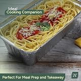 Zuvo 50 Large Aluminium Foil Food Container with Lid 600ml Silver view 6
