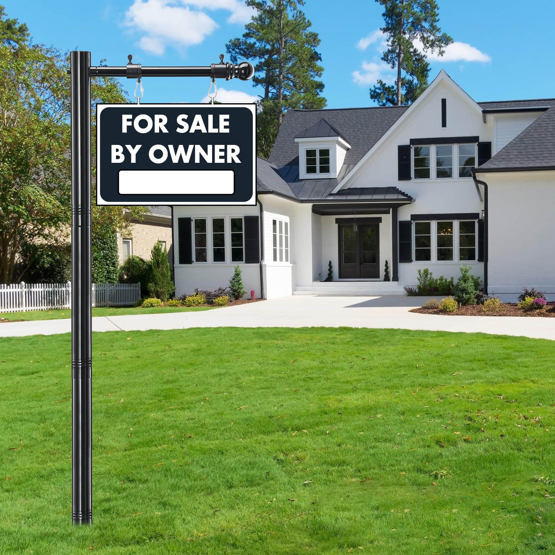 Photo 1 of Real Estate Sign Posts, 100 in Commercial Realtor Home for Sale Hanging Ads, Business Hours Advertisement Post for Yard , for sale by owner yard sign, 35" Arm Holds Up to 25" Sign, ?No sign included?