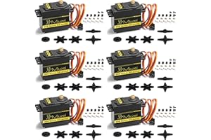 Miuzei MG996R 55g Metal Gear Torque Digital Servo Motor for RC Helicopter Car Boat Robot (6 Pack)