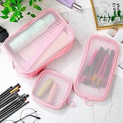Weewooday 4 Pcs Mesh Makeup Bag Mesh Cosmetic Bag
