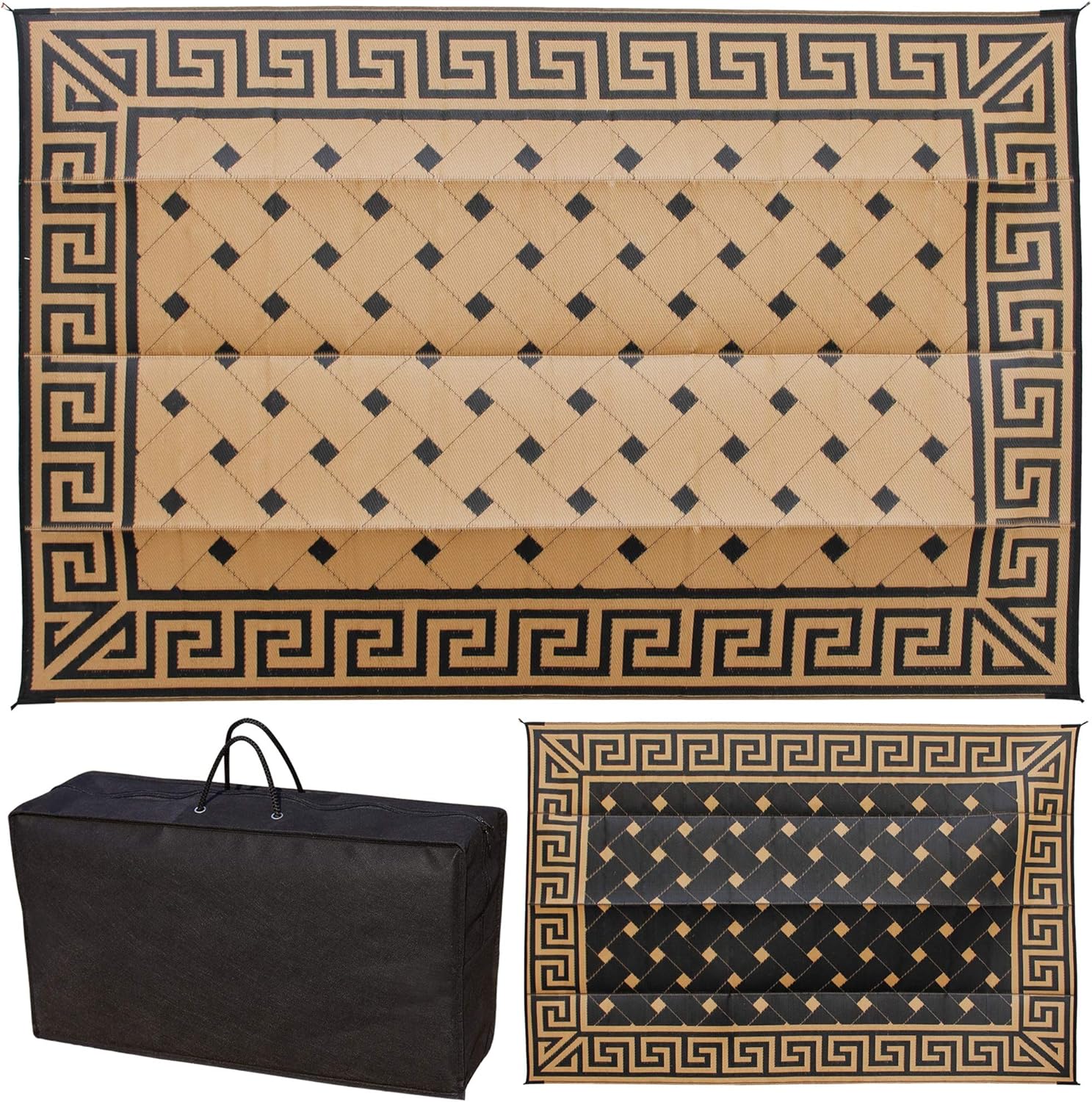 SAND MINE Reversible Mats, Plastic Straw Rug, Fade