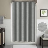 Linen Shower Curtain Grey 152 x 214cm with Metal Hooks view 5
