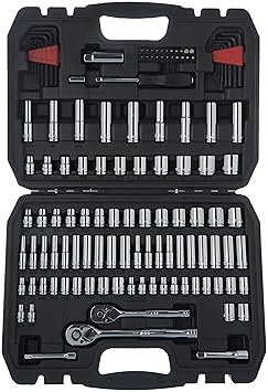 AmazonBasics Mechanic Socket Tool Kit Set With Case - Set of 123
