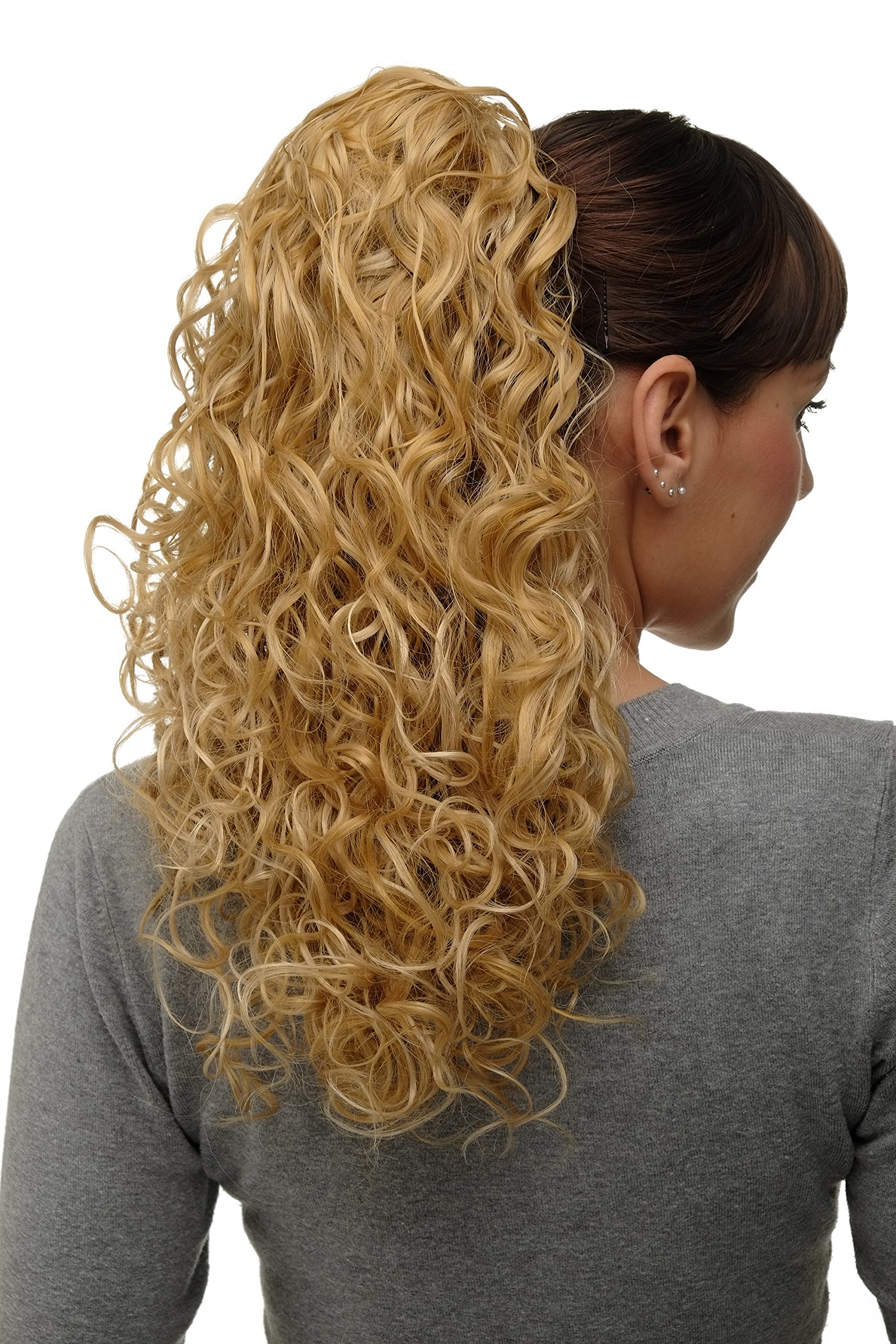 WIG ME UP NC002-611B Hairpiece Ponytail with 2 combs/clips & elastic draw string long full curls voluminous bright mixed blond 18inch