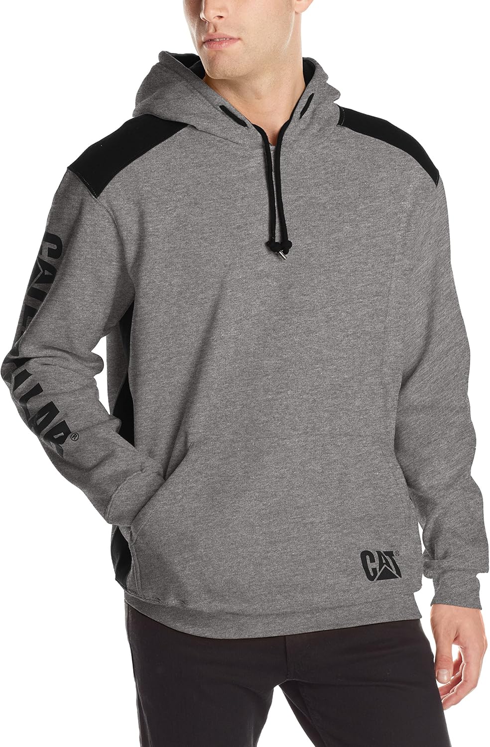 Caterpillar Men's Logo Panel Hooded Sweatshirt (Regular and Big Sizes) at  Men’s Clothing store