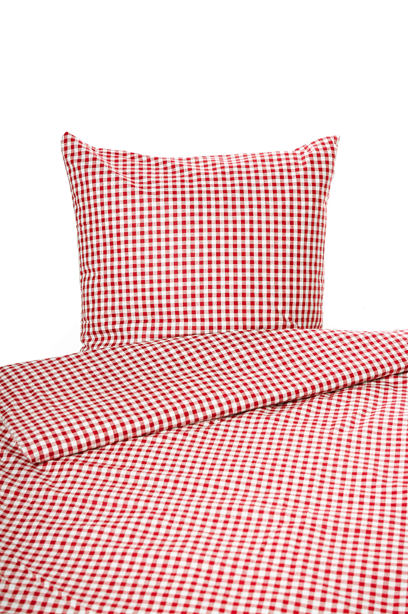 TextilDepot24 Country House Bed Linen Red Checked with Hotel (Set 155 x 200 cm + 80 x 40 cm)