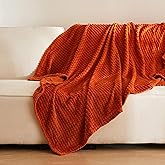 Simple&Opulence Burnt Orange Throw Blanket for Couch-Super Soft Fluffy Blankets for Women 50x70 Inches Cozy Lightweight Fleece Blanket for Home Decor