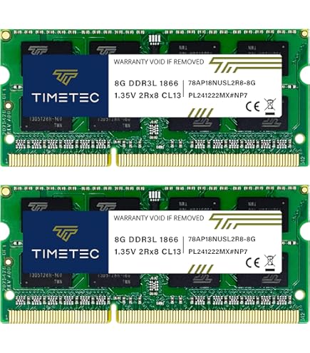 Crucial 16GB kit (8GBx2), 204-pin SODIMM, DDR3 PC3-14900, at