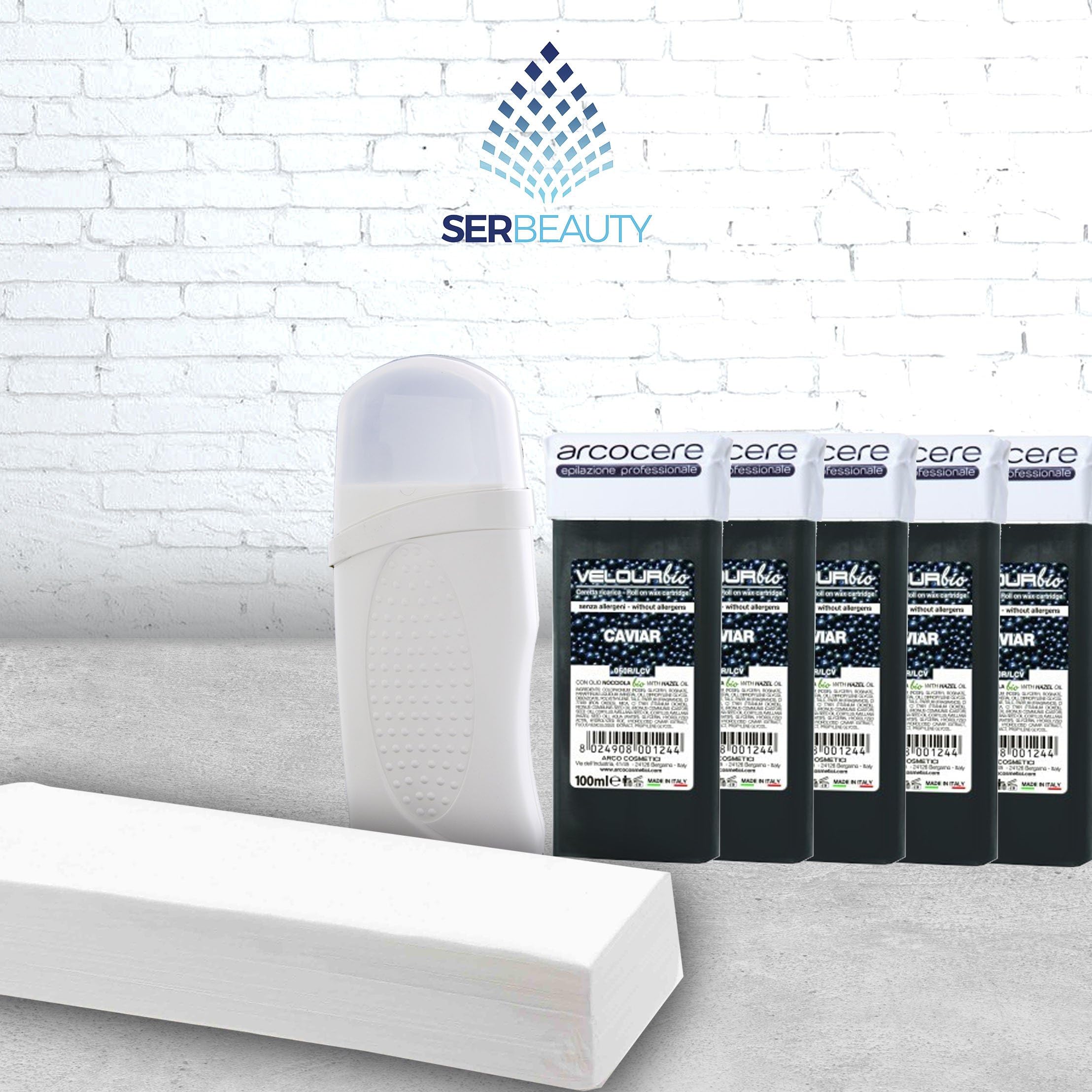 Kit Wax Roll On Full/Hair Removal Wax Warm Black Strong Cartridges of 100 ml/Includes: 1 Electric Warm Wax Roll On + 5 Cartridges wax 100 ML + 100 Bands depilatorias./high quality/Roll-On Wax for Hair Removal