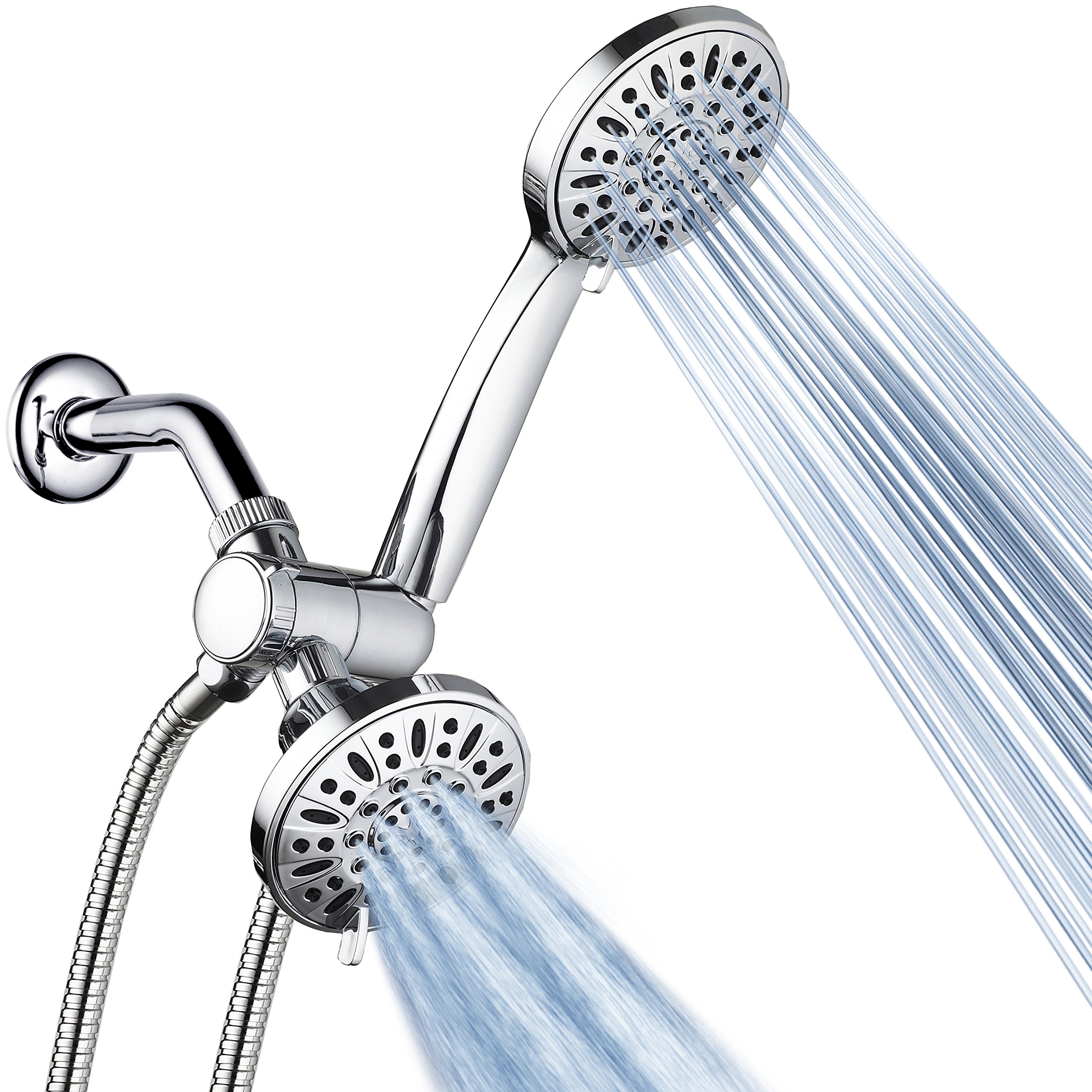 AquaDance High Pressure 3-Way Twin Shower Combo Lets You Enjoy Two 4-Inch 6-Setting Showers Separately or Together! Officially Independently Tested to Meet Strict US Quality & Performance Standards!