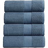 Springtree Home 100% Cotton Bath Towel Set of 4 | Super Soft & Absorbent with Quick-Dry Fibers | 4 Bath Towels | Textured and Durable Cotton | Krista Collection - Oceanview