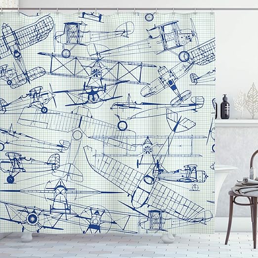 Amazon Com Ambesonne Airplane Shower Curtain Old Airplane