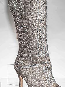 glitter boots knee high