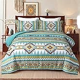Tyrot Turquoise King Size Comforter Set – 3 Piece Boho Aztec Western Bedding Sets, Soft Lightweight Comforter for All Seasons, Southwestern Style, 1 Comforter & 2 Pillow Shams